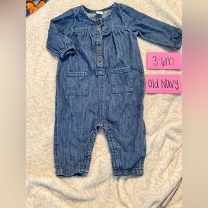 ❤️ NWOT Old Navy Infant Blue Denim Jumpsuit, 3-6 Months